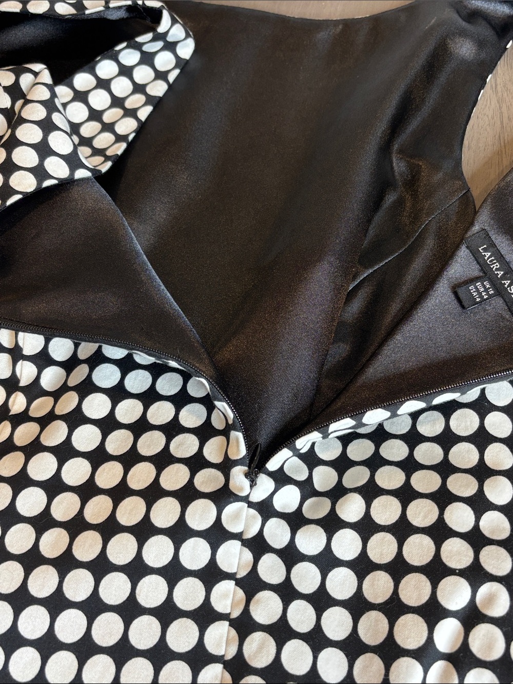 🖤 Laura Ashley Polka Dot Sheath Dress 14 Belted Lined Women's Classic 🤍 - Picture 12 of 14